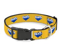 The Coca-Cola Company Collar para Mascotas, Collar de Perro, Hebilla de plástico, Logotipo de Fanta, piña, Amarillo, Azul, Blanco, 9.5 a 14.5 Pulgadas, 0.5 Pulgadas de Ancho