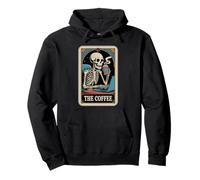 The Coffee Tarot Card Skeleton Office Coworker Coffee Sudadera con Capucha