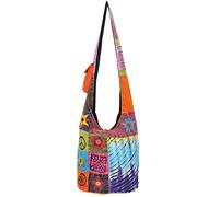 The Collection Royal Bolso bandolera de algodón con diseño de patchwork, estilo hippie, bohemio, bohemio, estilo bohemio