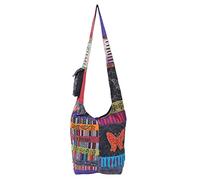 THE COLLECTION ROYAL - Bolso bandolera de algodón con diseño de patchwork, estilo hippie, bohemio, Morado (Púrpura-Rojo), Talla única