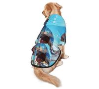 The Colorful World of Dogs - Sudadera con capucha para perros medianos y grandes, ropa de poliéster suave para mascotas, adecuada para todas las estaciones