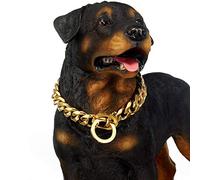 The Comfort Collares for Perros,Collar for Perros Grande, 19 mm, Acero Inoxidable Resistente, Dorado, Collar for Entrenamiento con estrangulador for Perros Grandes, Collar de diseño, Cadena, f
