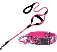 The Comfort - Juego de collares for perros tácticos y correa, collar suave de nailon ajustable for perros medianos y grandes, mango reflectante de correa for perros de 4.9 pies con junta tórica for en