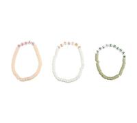 THE CONCEPT FACTORY - BJ1635 Juego de 3 Pulseras de Perlas con Mensaje - Diseño Elegante y Versátil Perlas Colores Verde, Rosa, Blanco