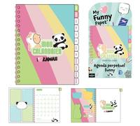 THE CONCEPT FACTORY - EC0072, Cuaderno Planner Agenda A5 Kawaii - Diseño Colorido y Práctico para Organización Diaria - Ideal para Estudiantes y Profesionales - Rosa, Verde, Azul, Amarillo