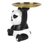 THE CONCEPT FACTORY - HD0524 Estatua Panda Vacía Bolsillos Kawaii - Decoración Práctica para Almacenamiento - Diseñada para Llaves y Joyas - Altura 18 cm - Color Negro Blanco Oro