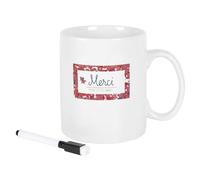 THE CONCEPT FACTORY, KA0304 - Taza XXL con bolígrafo, diseño Elegante, Bebidas y Aperitivos, Capacidad de 80 cl, Color Rosa, Blanco y Azul, 80 cl