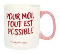 THE CONCEPT FACTORY, KA0641, Taza XXL Girl Power 70cl - Diseño audaz para Bebidas Calientes y frías, fácil de Limpiar, Cualquier ocasión, Color Blanco, Rosa