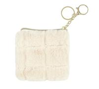 THE CONCEPT FACTORY - SH0051, Monedero Fluffy de Piel Sintética Blanco, Modelo Elegante y Suave Accesorio para Guardar Tus Monedas y Billetes con Seguridad