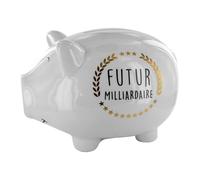 THE CONCEPT FACTORY - TI3083 - Hucha Cerdito XXL de Cerámica - Decoración de Diseño y Regalo Original - Dimensiones 185 x 27 x 21 cm - Color Blanco - Idea de Regalo