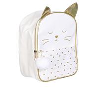 THE CONCEPT FACTORY - VO1420, Mochila Gato Blanco para Niñas - Ideal para Ocio y Viajes, Correas Ajustables, Asa de Transporte, Material de Fácil Mantenimiento - Talla Única, Blanco Dorado