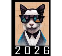 The Cool Cat (Diary, Daily journal, Diary planner, Notebook) 365 day: Stylish Black White Cat Wearing Sunglasses organizer with hourly schedule
