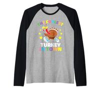 The Coolest Turkey In Town Thanksgiving Thankful For Family Camiseta Manga Raglan
