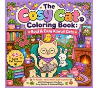 The Cosy Cat Coloring Book: Bold & Easy Kawaii Cats: 45 Cute Cat Scenes for Adults - Stress Relief Coloring Book with Cottagecore, Gardens, Cosy Homes & Seasonal Magic