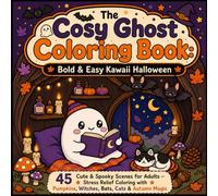 The Cosy Ghost Coloring Book: Bold & Easy Kawaii Halloween: 45 Cute & Spooky Scenes for Adults - Stress Relief Coloring with Pumpkins, Witches, Bats, Cats & Autumn Magic