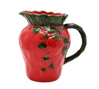 The Cottage Garden - Jarra de cerámica para fresas y hojas, jarra de leche decorativa floral para cocina y mesa de comedor, utensilios de servir de granja para crema, leche o salsa