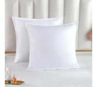 THE COTTON & SILK 100 % algodón de fibra larga de lujo (66 x 66 cm), juego de 2, con cierre de sobre en la parte posterior, color blanco