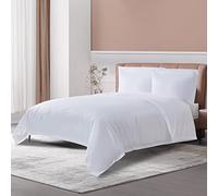 THE COTTON & SILK® Juego de funda de edredón 100% algodón de fibra larga, suave y transpirable, incluye 1 funda de edredón con lazos en las esquinas y cremallera oculta, 2 fundas de almohada, color