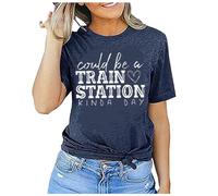 The Could be a Train Station Kinda Day - Camiseta para mujer, azul oscuro, L
