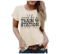 The Could be a Train Station Kinda Day - Camiseta para mujer, beige, L