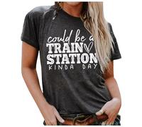 The Could be a Train Station Kinda Day - Camiseta para mujer, gris, S