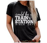 The Could be a Train Station Kinda Day - Camiseta para mujer, Negro , S