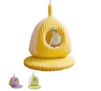 The Cozy Winter Bird Nest,Hanging Bird House with Soft Mat for Cage,Warm & Snug Bed for Indoor & Outdoor Use,Parakeet Nest for Sleeping (Yellow, L)