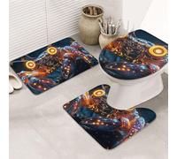 The Crab With Glowing Eyes Print - Juego de 3 alfombras de baño + alfombrilla de contorno + funda para asiento de inodoro, lavable a máquina, antideslizante, de microfibra suave para decoración de