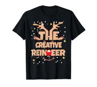 The Creative Rindeer Funny Christmas Matching Family Group Camiseta gráfica económica, Hombre, Negro, M