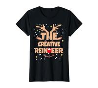 The Creative Rindeer Funny Christmas Matching Family Group Camiseta gráfica económica, Mujer, Negro, XS