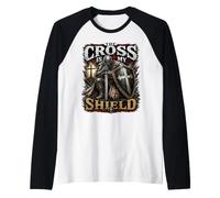 The Cross Is My Shield Christian Warrior Design Armor of God Camiseta Manga Raglan