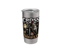 The Cross Is My Shield Christian Warrior Design Armor of God Vaso térmico de acero inoxidable de doble pared