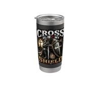 The Cross Is My Shield Christian Warrior Design Armor of God Vaso térmico de acero inoxidable de doble pared