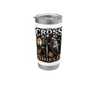 The Cross Is My Shield Christian Warrior Design Armor of God Vaso térmico de acero inoxidable de doble pared