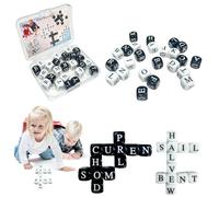 The Crossword Solitaire Game 24 Pcs Juego Dados Solitario Crucigramas, Juego Scrabbles Viaje con Estuche, Juego de Dados de Solitario de Crucigramas Juguetes de Viaje para Acampar