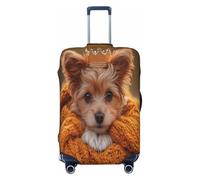 The Crown Dog in The Scarf - Funda protectora duradera para maleta, antiarañazos, para equipaje de 18 a 32 pulgadas, Black, S
