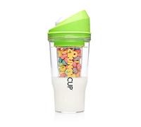 The CrunchCup (XL) - Vaso para cereales portátil. Ni cuchara, ni cuenco, tómate tus cereales cuando estés en movimiento (verde)