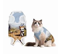 The Cute Cat in The Sunflower Field - Traje de cirugía para perros, 100 % algodón, transpirable, cuerpo completo, para perros y gatos con bonitos estampados, mascotas masculinas y hembras, talla S
