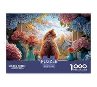 The Cute Orange Cat Sits on The Windowsill 1000 Pieza Cartulina Premium Rompecabezas Premium Kitten Extremadamente Difícil Juguete De Cumpleaños Rompecabezas para Decoración del Hogar 70x50cm/1000pcs