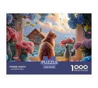 The Cute Orange Cat Sits on The Windowsill 1000 Piezas Cartulina Premium Set De Rompecabezas Kitten Extremadamente Difícil Juguete De Cumpleaños Rompecabezas para Decoración del Hogar 70x50cm/1000pcs