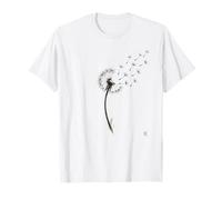 The Dandelion Wish - Minimalista Tinta Japonesa Sumi E Line Art Camiseta