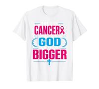 The Day Cancer Showed Up in My Life God Showed Up Bigger Camiseta gráfica económica, Hombre, Blanco, L