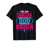 The Day Cancer Showed Up in My Life God Showed Up Bigger Camiseta gráfica económica, Hombre, Negro, XL