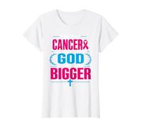 The Day Cancer Showed Up in My Life God Showed Up Bigger Camiseta gráfica económica, Mujer, Blanco, XL