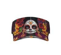 The Day of The Dead Sugar Skull Flower Adjustable Men Women Lightweight Packable Cooling Vacty Top Visor Sports Sun Visor Sombreros para correr, tenis, golf, negro
