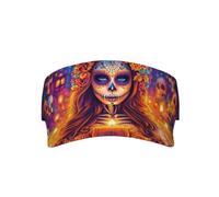 The Day of The Dead Sugar Skull-Flower Ajustable Hombres Mujeres Ligero Plegable Enfriamiento Vacío Visera Deportiva Sombrero Sombrero para Correr, Tenis, Golf Negro