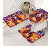 The Day Of The Dead Sugar Skull-Flower - Juego de alfombras de baño de 3 piezas, tapetes de baño de espuma viscoelástica suave y absorbente y tapete de inodoro en forma de U, decoración del hogar