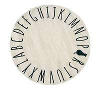 The Deco Factory Alfombra Infantil con diseño de Alfabeto y Gato, 90 cm de diámetro, Color Beige