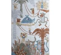 The Deco Factory Alfombra infantil lavable jungla gris y amarillo 100x150