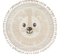 The Deco Factory Alfombra infantil redonda suave texturizada león blanco 130x130